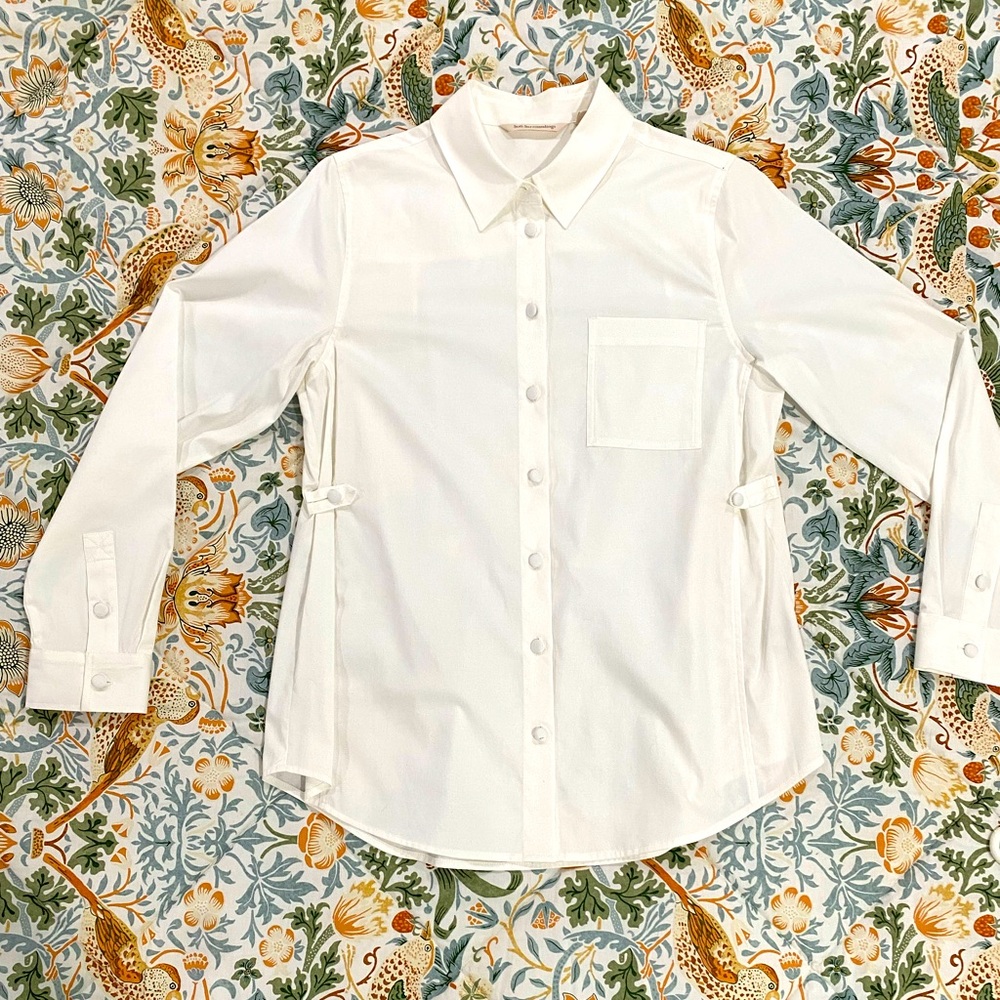 Soft Surroundings covered button cotton blouse. NWOT. S